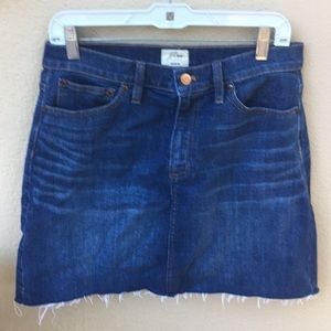 J Crew cotton/spandex denim raw edge skirt
